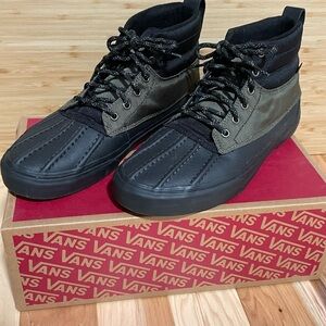 Vans Men's Black and Olive High-Top Shoes